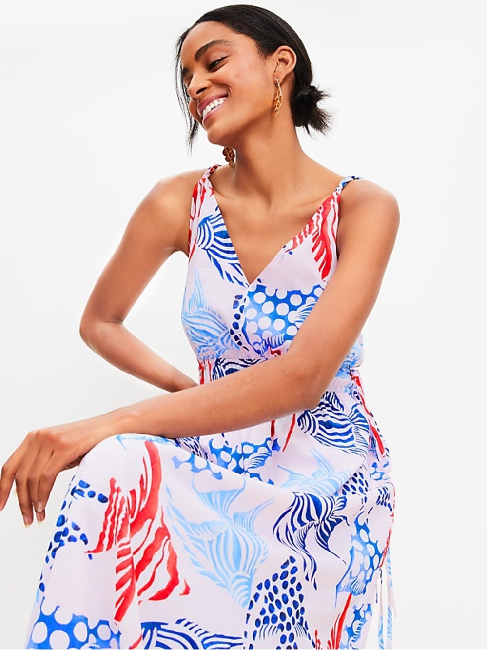 LOFT Fish Double Side Tie Maxi Dress Medium Brand New With Tags - Picture 3 of 7